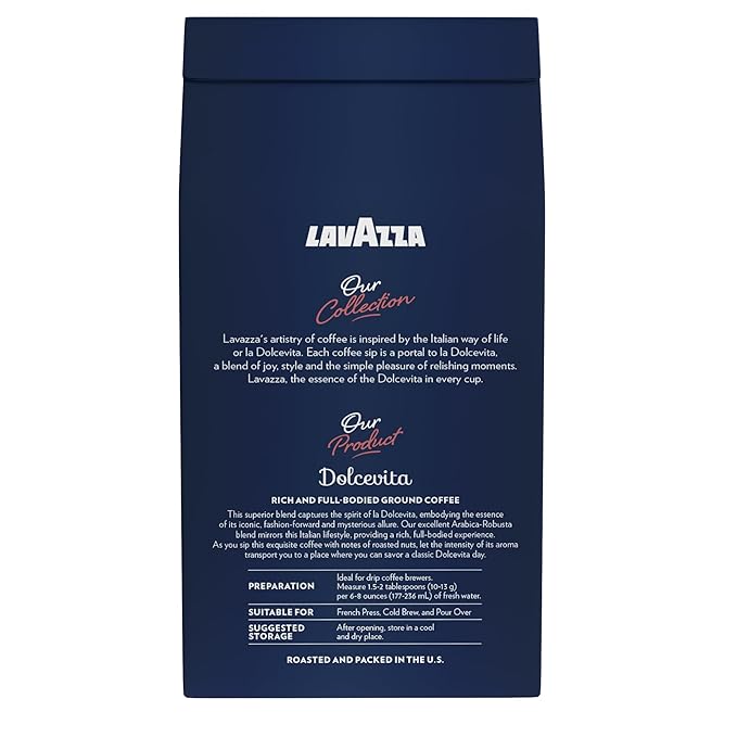 Lavazza Classico Ground Coffee Blend, Medium Roast, Authentic Italian, Blended And Roasted in Italy, Non GMO, Value Pack, A Full bodied with rich flavor and notes of dried fruit, 20 Ounce (Pack of 2)