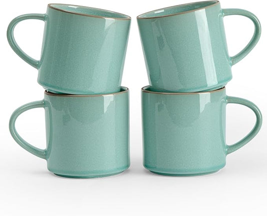 famiware Nature Coffee Mugs Set of 4, 14 oz Coffee Mug Set, Coffee Cups with Handle for Coffee, Tea, Cocoa and Milk, Microwave and Dishwasher Safe, Verdure