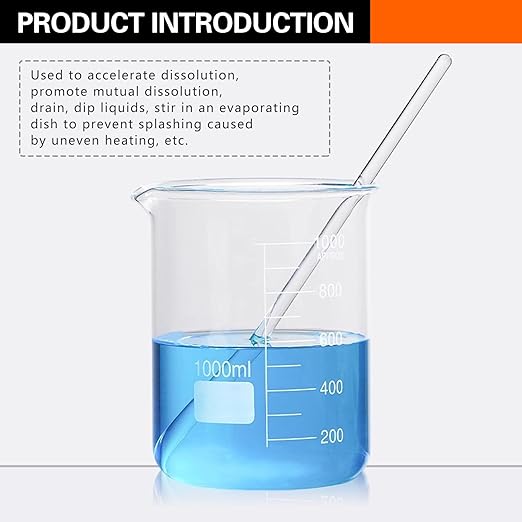 6PCS Glass Stir Sticks Lab Glass Stirring Rod 8"X2 10"X2 with Both Ends Round and 3PCS Glass Graduated Droppers 4"X2 for Science Lab Kitchen Science Education (9)