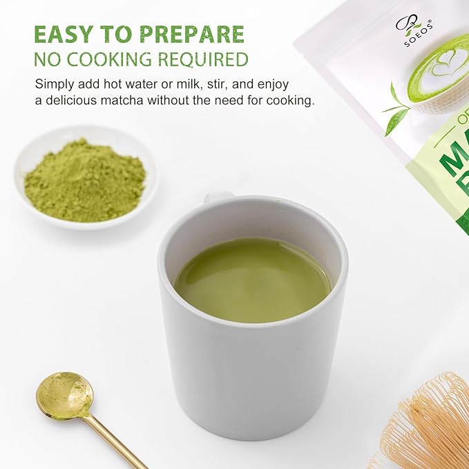 Soeos Organic Matcha Powder, Matcha Green Tea Powder, 2 oz (57g), Antioxidant-Rich Japanese Matcha for Lattes, Smoothies and Baking, Recyclable Bags