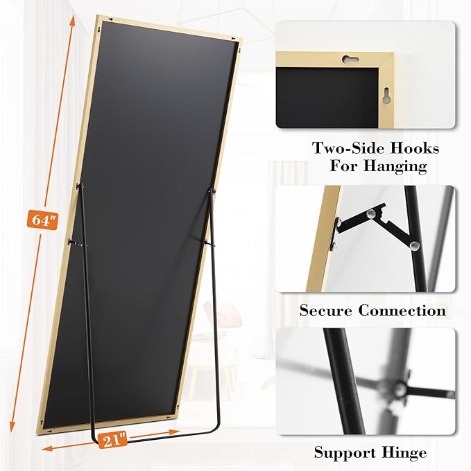 NEWBULIG Full Length Mirror, Upgraded Body Wall Mirrors with Shatter-Proof Glass, Floor Standing Mirror, Home Wall Decor