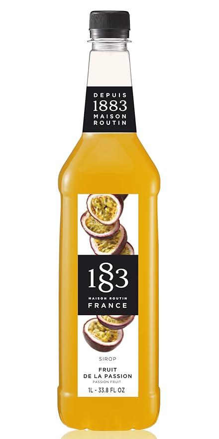 1883 Passion Fruit Syrup for Drinks, Made in France, 1 Liter Plastic Bottle