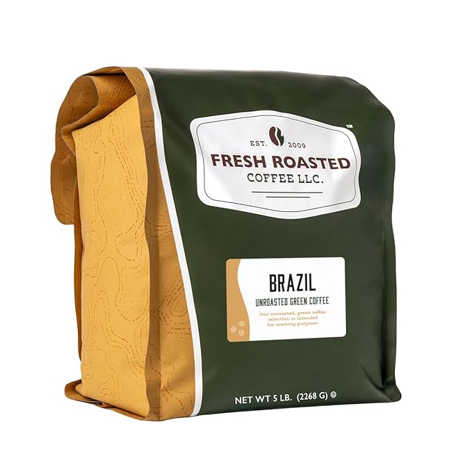 Fresh Roasted Coffee, Unroasted Brazil, Kosher, 5 Pound