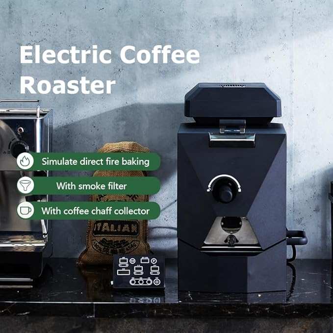 OENKKC 500g Automatic Coffee Roaster Machine for Home Use With Smoke Filter Suitable for Light Roasting The Smoke Pipes Suitable for Medium and Dark Roasting and Chaff Collector