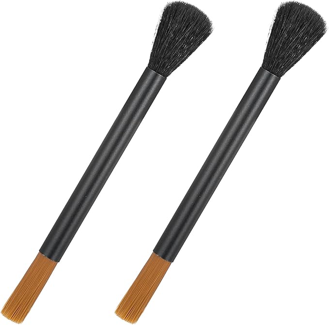 Classicseali 2pcs Espresso Cleaning Brush,Coffee Brush,Dual Head Coffee Cleaning Brushes with Nylon Bristles,Aluminum handle,for Espresso Machine Cleanin,Used to Clean Tea Powder, Flour, Sugar