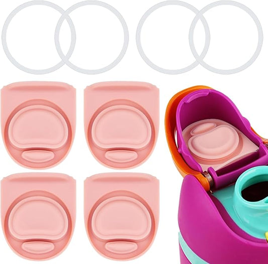 4 Sets Replacement Stopper and Ring Compatible with Owala FreeSip 24oz 32oz,Water Bottle Top Gasket Lid for Owala 16/19/24/32/40oz Seal Bottle Mouth Cap Stopper Silicone Parts Accessories (Pink)