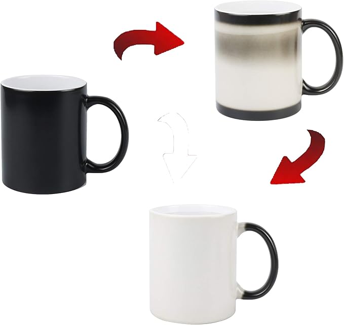 11oz Color Changeable Sublimation Mug 3 Assorted Colors Black, Blue and Red, Packed in White Box, Case of 24
