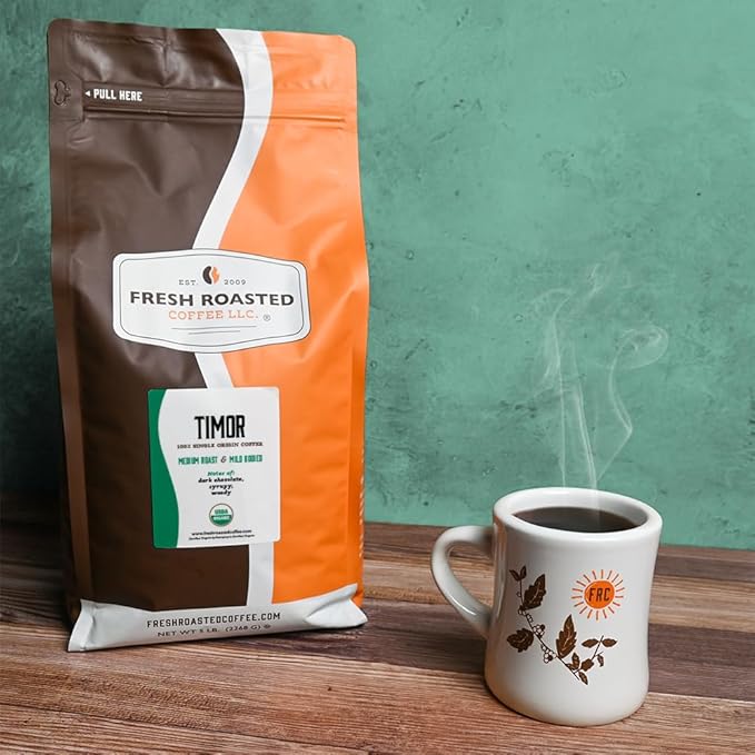 Fresh Roasted Coffee, Organic Timor | USDA Organic, 100% Single Origin, Kosher | Medium Roast 5 lb (80 oz) Whole Bean