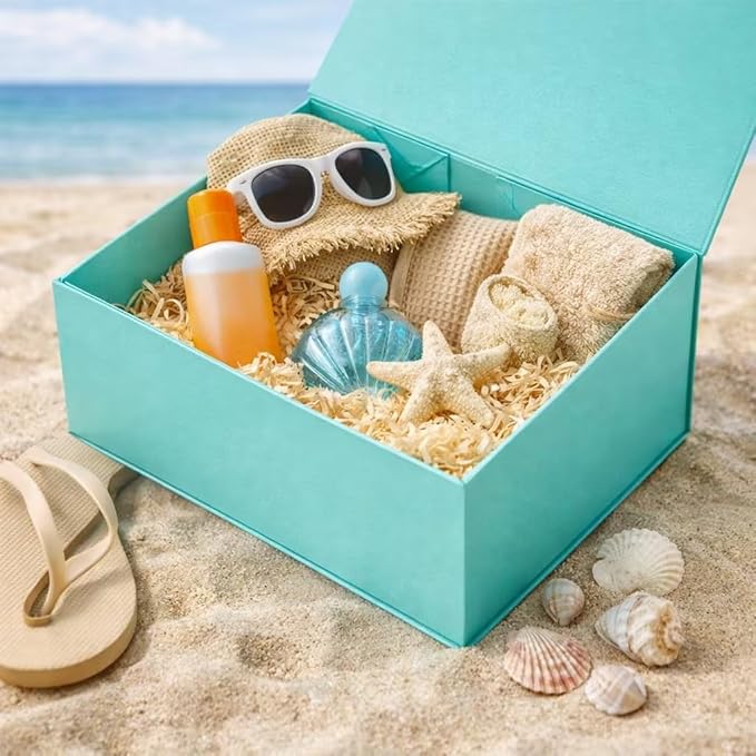 MOYEUPAC 9" X 7" X 4" Blue Gift Box with Lids for Presents Magnetic Closure for Packaging Magneti for Christmas, Halloween, Birthday Gift Box and Various Holidays,Heavenly Blue