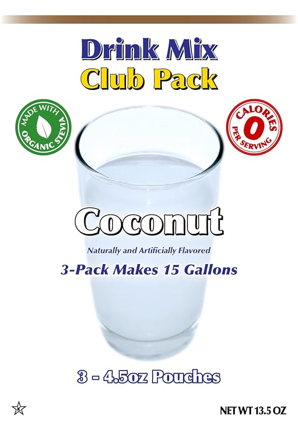GramZero Coconut Zero Calorie Sugar Free Drink Mix, Great For Nutrition Club Loaded Teas, Stevia Sweetened