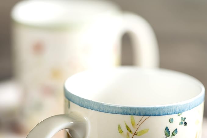 Maison d' Hermine Coffee Mug with Handles Fine Bone China Mugs Pack of One Tea Cups for Hot Beverages Cappuccino Latte Home Restaurant Office Perfect for Gift (Colmar - Blue, 15 Ounce)