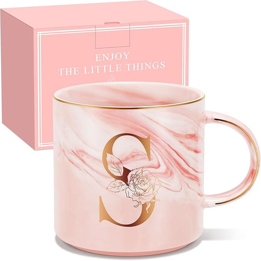 Valentines Day Gifts for Her, Anniversary Birthday Galentines Gifts for Women Mom Grandma Friend Sister Wife Teacher Coworker, Personalized Initial Customized Gift Monogrammed A-Z Coffee Mug 12 OZ(S)