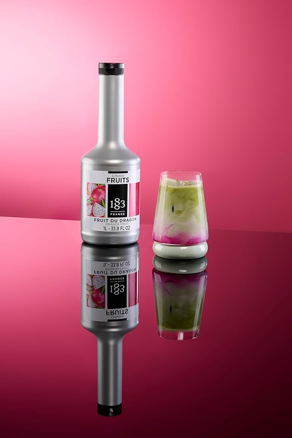 1883 Dragon Fruit Purée – Premium French Fruit Purée for Cocktails, Smoothies, Desserts & More – Vibrant Exotic Flavor – 1 Liter Bottle