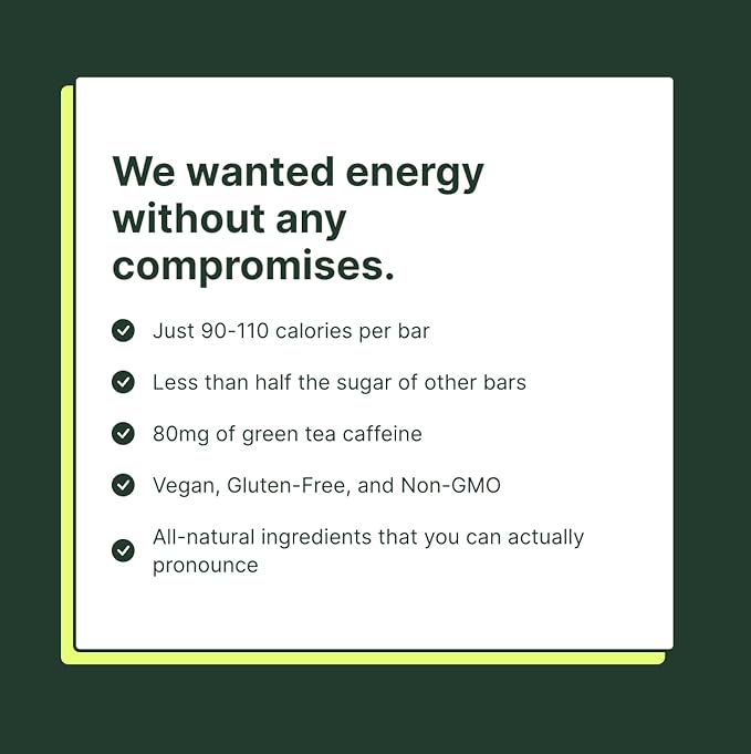 Verb Caffeinated Energy Bars Peanut Butter Cookie (26g, Pack of 16) 110-Calorie Delicious Energy Bar - Vegan Gluten Free On-the Go Snack with 80mg Green Tea Caffeine, Only Real-Food Ingredients