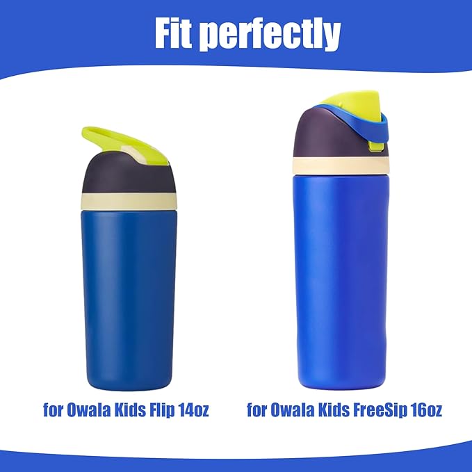 Mity rain 2PCS Protective Boot Compatible with Owala Kids Water Bottle 16 oz &14 oz, Silicone Boot Accessories for Owala Kids FreeSip 16oz & Flip 14oz (Blue)