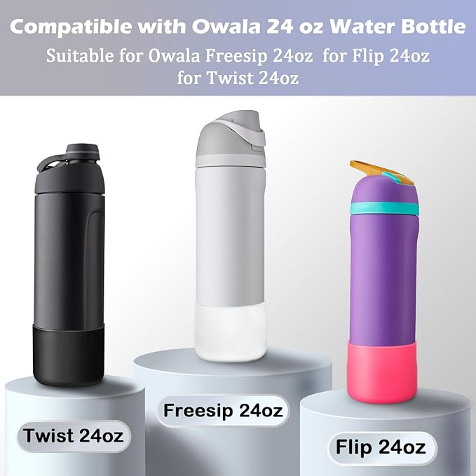 2-Pack Silicone Boot for Owala 24 oz Water Bottles, Boots for Owala Protective Sleeve Anti-Slip Rubber Bottom, Compatible with FreeSip/Twist/Flip Stainless Steel Bottles 24 oz Accessories,BPA Free