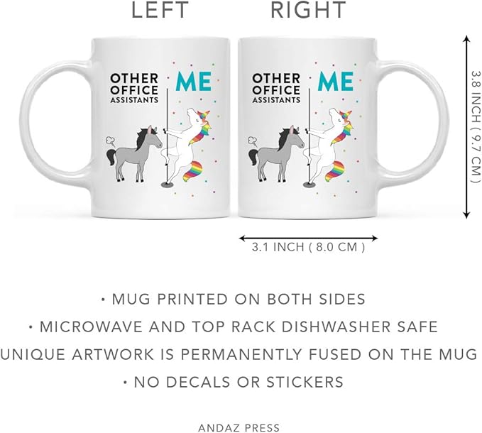Andaz Press Funny Quirky 11oz. Ceramic Coffee Tea Mug Thank You Gift, Other Office Assistants Me, Horse Unicorn, 1-Pack, Birthday Christmas Gift Ideas Coworker Him Her, Gift Box