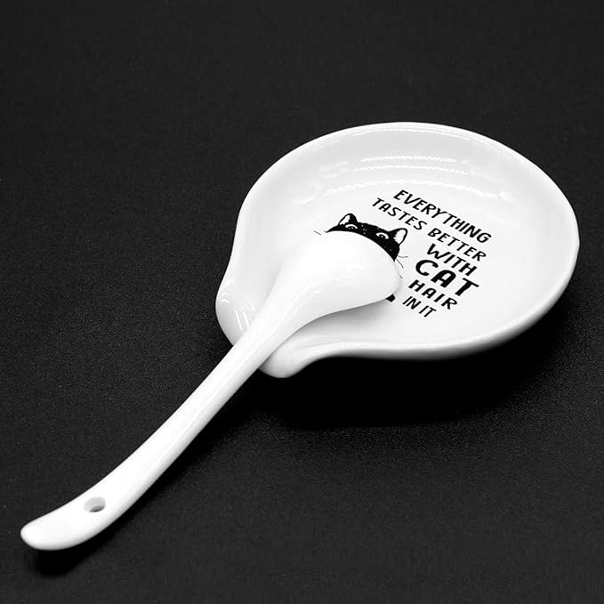 Funny Black Cat Coffee Spoon Holder-Coffee Spoon Rest -Coffee Station Bar Accessories-Gift for Cats Lovers