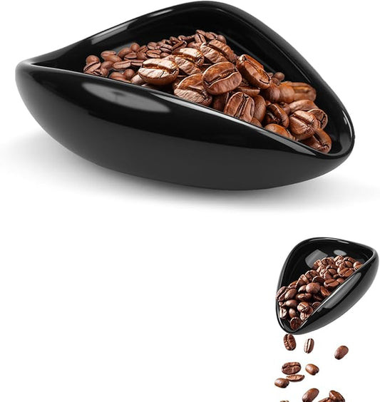Coffee Dosing Cup, Ceramic Coffee Bean Dosing Cup for Espresso Tray for Beans, Barista Tool for Home, kitchen - Black