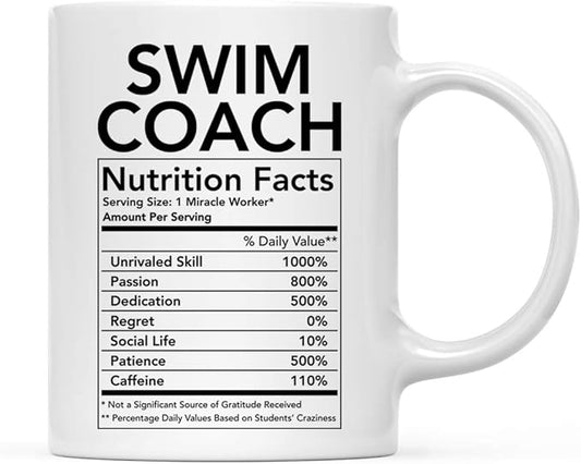 Andaz Press Funny 11oz. Ceramic Coffee Tea Mug Thank You Gift, Swim Coach Nutritional Facts, 1-Pack