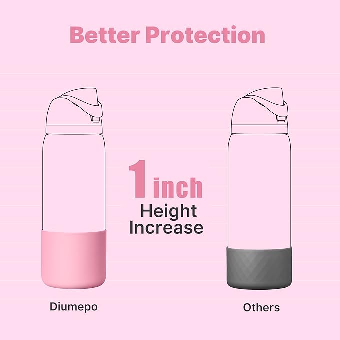 Silicone Water Bottle Boot for Owala 40 oz, Anti-Slip Protective Sleeve for Owala Twist & FreeSip & Flip Stainless Steel Water Bottle, Boot Bottom Base (Pink)