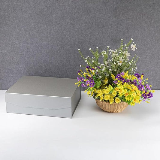 Upgrade 3Pcs Silver Grey Extra Large Gift Box with Lid for Presents,16.5 x13 x5 Inches, Hard Magnetic Wedding Dress Boxes Storage,Reusable Foldable Bridesmaid Proposal Box