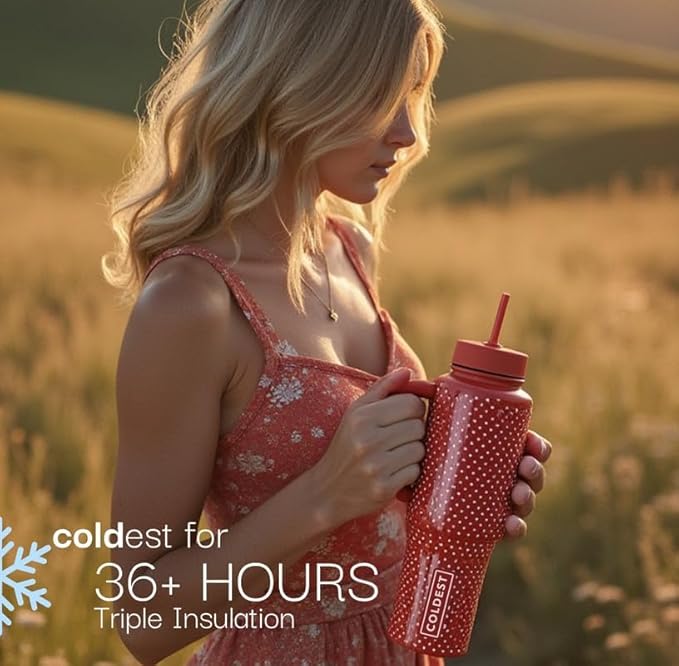 Coldest Tumbler with Handle and Straw - 100% Leak Proof Insulated Tumbler with Lid and Straw (3 Lids) - Stainless Steel Tumblers for Women & Men - Cup Holder Friendly Base, 36 oz (Dark Matter)