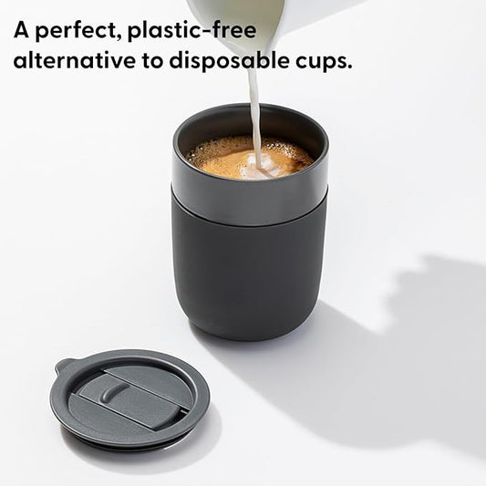 W&P Porter Travel Coffee Mug with Protective Silicone Sleeve | 12 Ounce Blush | Reusable Cup for Coffee or Tea | Portable Ceramic Mug with BPA-Free Press-Fit Lid | Dishwasher Safe | On-the-Go