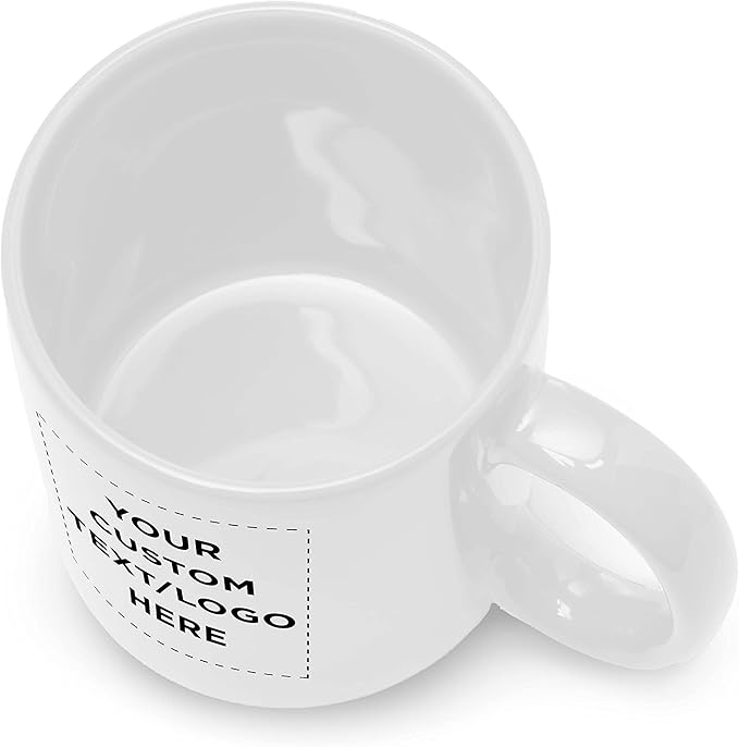 Custom Ceramic Coffee Mugs 11 oz. Set of 50, Personalized Bulk Pack - Coffee cup set, Iced coffee cup, Gaming mug - White