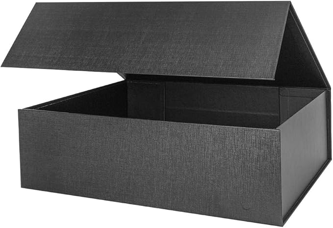 Upgrade 4PCS BLACK Hard Extra Large Gift Box with Lid,16.5 x13 x5.3 Inches, Magnetic Gift Boxes for Clothes Robe Wedding Dress Sweater and Gifts,Reusable Foldable Bridesmaid Proposal Box