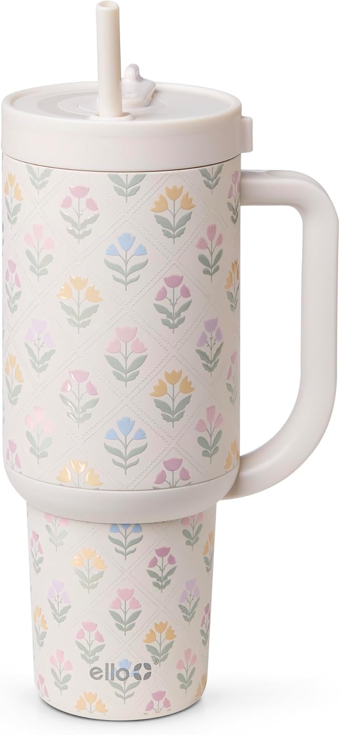 Ello Oasis 40oz Stainless Steel Water Bottle - Flower Quilt