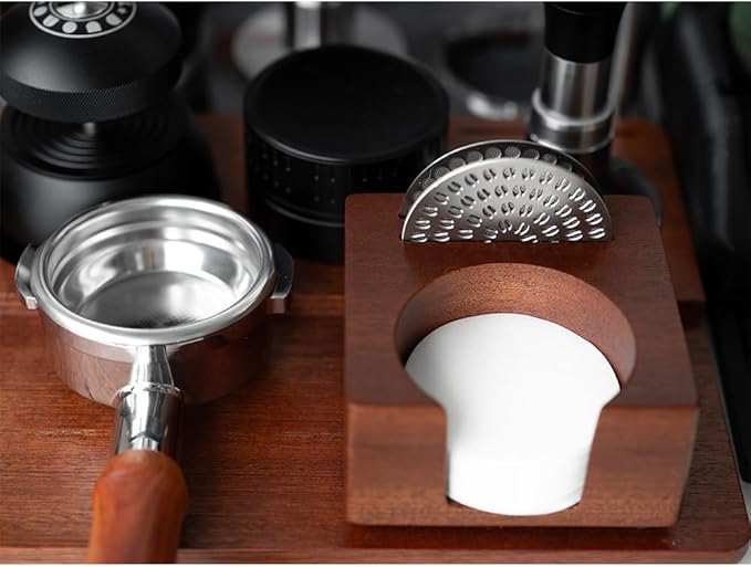 2 IN 1 Holder Stand For the Coffee Filter Paper and Espresso Puck Screen,Sapele Premium Solid Wood Organizer For Tidying Espresso Accessories(Filter Not Included) (for 51/54mm)
