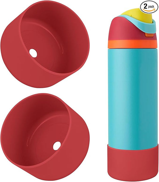 2PCS Silicone Water Bottle Boot, Compatible with Owala 24oz 32oz 40oz, Protective Anti-Scratch & Anti-Dent No Noise Sleeve Cover for FreeSip/Twist/Flip Water Bottles (Burgundy, 24 Ounces)