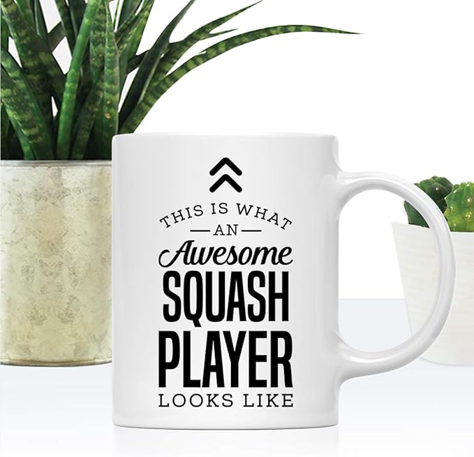 Andaz Press 11oz. Ceramic Coffee Tea Mug Thank You Gift, This is What an Awesome Squash Player Looks Like, 1-Pack, Birthday Christmas Gift Ideas Coworker Him Her, Includes Gift Box