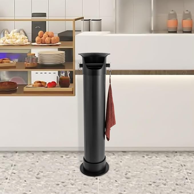 Coffee Knock Box for Espresso Machines, Commercial Floor Standing Knockbox with Garbage Bags(30PCS), Large Capacity Coffee Grounds Disposal Bin for Coffee Grounds, Coffee Shop Kitchen Bar, Black