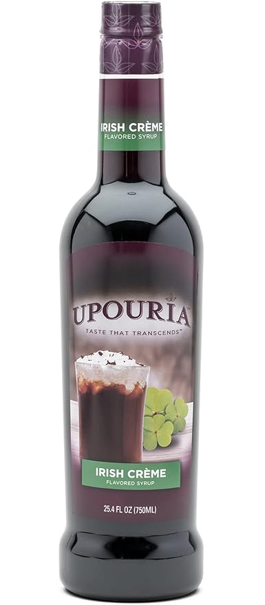 Upouria Irish CremeCoffee Syrup Flavoring, 100% Vegan, Gluten-Free, Kosher, Keto, 750 mL Bottle (Pack of 2) with Coffee Syrup Pump