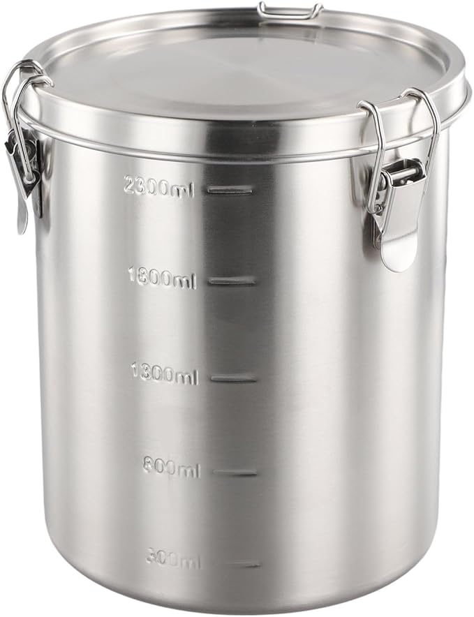 Stainless Steel Airtight Canister, Food Storage Canisters With Airtight Lid Locking Clamp, Stainless Steel Vacuum Sealed Grain Barrels For Coffee Bean Storage(2500MM B)