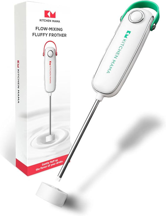 Kitchen Mama Silkwhisk Electric Milk Frother Handheld: Mini Drink Mixer, Stainless Steel, Cold Foam Maker, Frother Wand for Coffee, Cappuccino, Lattes, Protein Drinks, Battery Operated (Teal)