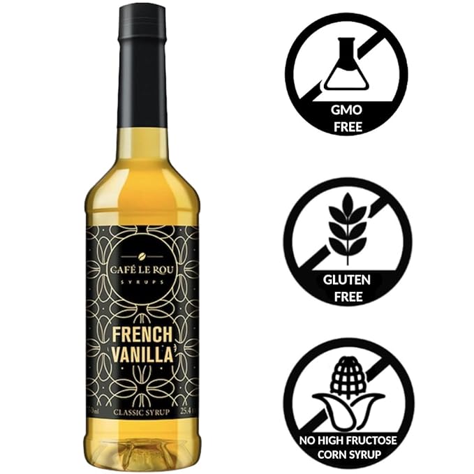 NEW Café Le Rou French Vanilla Classic Syrup - 25.4 oz, 1 Pack with 1 Gold Pump Dispensers 25.4 Fl Oz (Pack of 1)