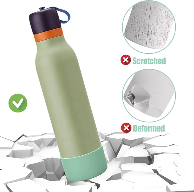 Mity rain 2PCS Silicone Boot for Owala FreeSip Twist Water Bottle, Anti-Slip, Noise-Reducing,Prevents Scratches(24oz Green)