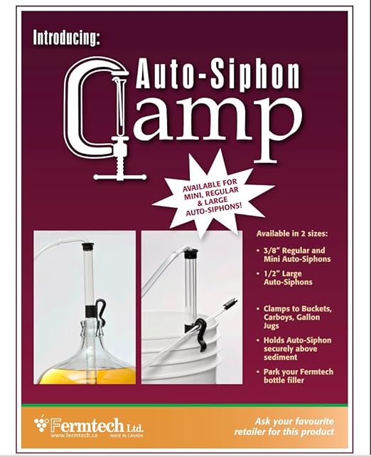 Fermtech - Auto Siphon Mini with 6 Ft of Food Safe Tubing & Clamp - Easy Home Brewing, Winemaking Kit, Complete System for Beer, Wine, Liquid Transfer & Fermentation Tools - Perfect for Small Batches