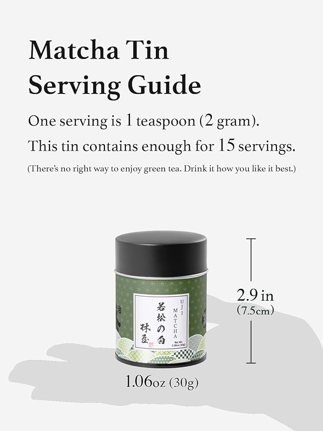 HAYASHIYA Matcha Powder - Wakamatsu - Kyoto Uji Ceremonial Grade, First Harvest Authentic Japanese Matcha Green Tea Powder (30g / 1.06oz)