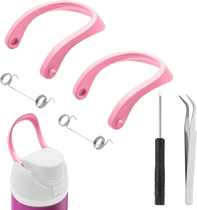 2pcs Handles for Owala FreeSip 24oz 32oz, Water Bottle Cap Carry Loop Handle, Replacement Parts for Owala Cup 16/25/40oz Easy Bottle Top Lid Cap Replacement Accessories, BPA-Free (Pink)