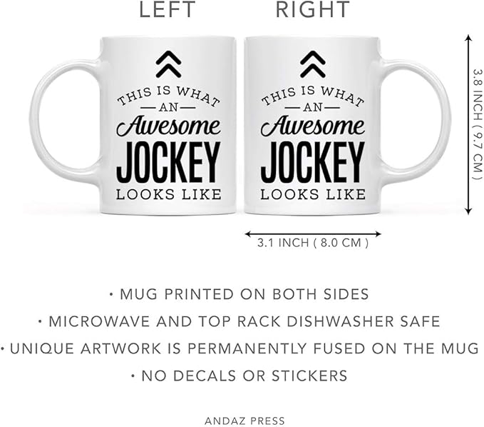 Andaz Press 11oz. Ceramic Coffee Tea Mug Thank You Gift, This is What an Awesome Jockey Looks Like, 1-Pack, Birthday Christmas Gift Ideas Coworker Him Her, Includes Gift Box