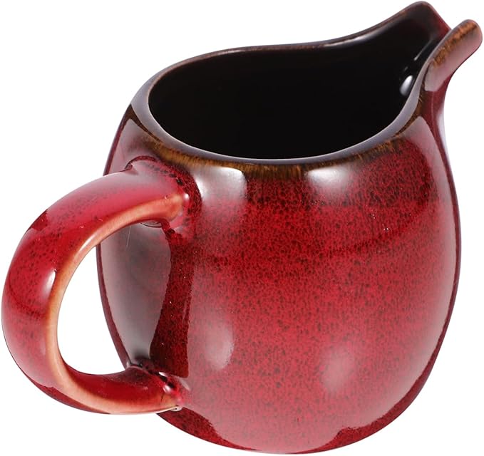 Amosfun Ceramic Milk Pitcher with Handle and Spout 4.33 Inch Small Creamer for Coffee Tea Sauce and Salad Dressing Multi-Functional Stoneware Cream Pot for Home Kitchen Dining
