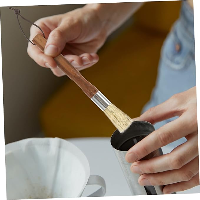 Professional Coffee Grinder Brush with Wooden Handle Cleaning Tool for Coffee Machines and Countertops Fine Bristle Design for Maintenance