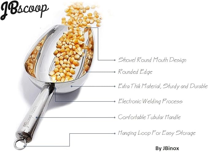 JBscoop Stainless Steel Ice Scoop, Small Metal Food Candy Scoop for Kitchen Bar Party Wedding - 6 Oz