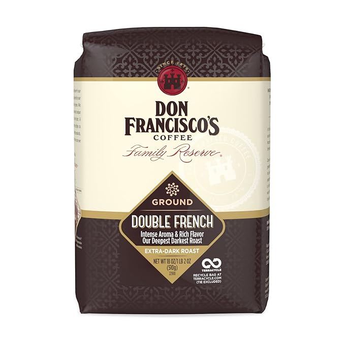 Don Francisco's Double French Ground Coffee, Dark Roast – 100% Arabica Coffee, 18 oz Bag