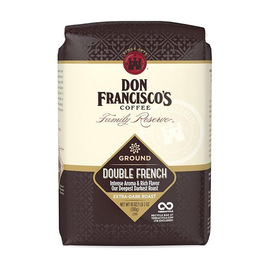Don Francisco's Double French Ground Coffee, Dark Roast – 100% Arabica Coffee, 18 oz Bag