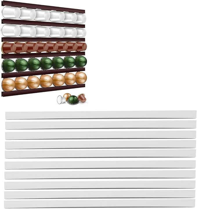 Coffee Pods Adhesive Holder, Wall Mount Coffee Pod Holder, Coffee Capsule Holder DIY Adhesive Coffee Pods Storage Counter Mounted Coffee Pod Holder for (White)
